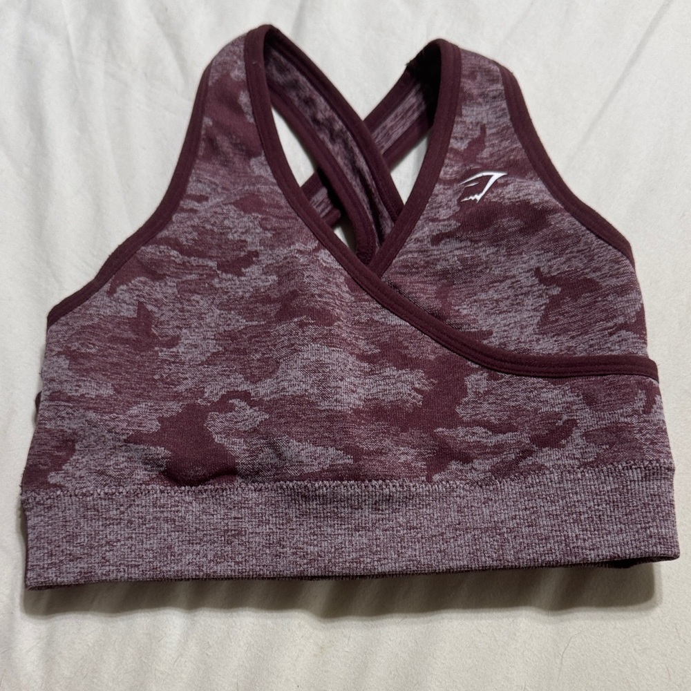 Gymshark Maroon Camouflage Sports Bra